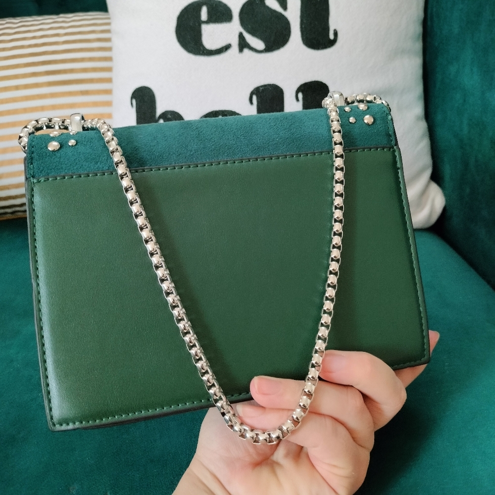 Teal Faux Suede Stud Sling Bag - Picture 8 of 16